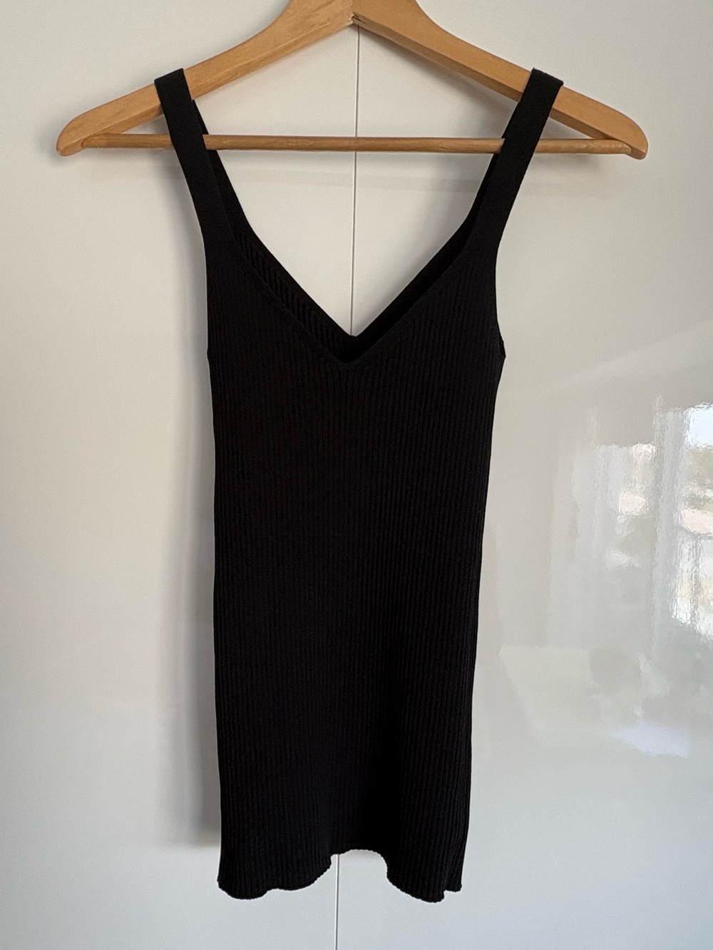 Maje Black Ribbed V-Neck Cami, size 3